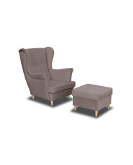 Zestaw Fotel Uszak Gładki + Pufa 60x60